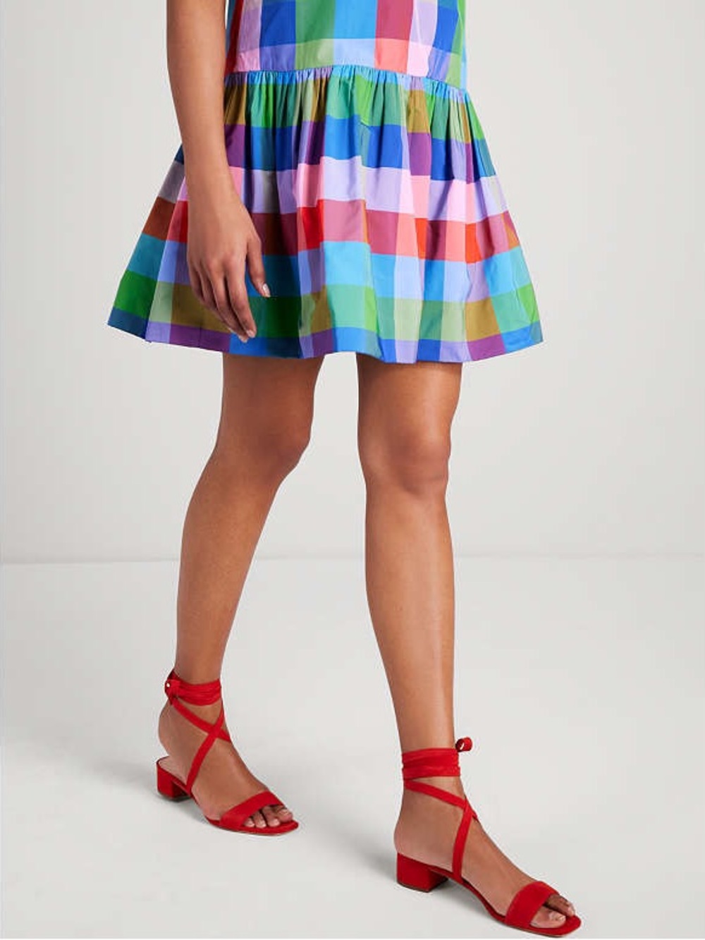 ♠️NWT♠️ kate spade Madras Taffeta Shift Mini Dress, Multicolor Fit-and-Flare - Picture 4 of 10